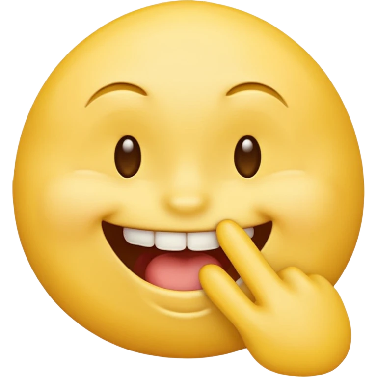 Yellow emoji smirking while biting finger  emoji