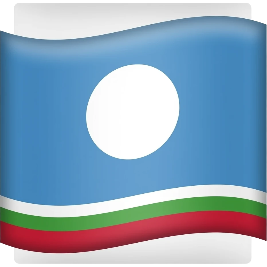 голубое небо без облок 1 белый круг в середине 1 красная полоса в низу 1 зелёная полоса выше красной полосы 1 белая полоса выше зелёной полосы в виде флага одна зелёная полоса emoji