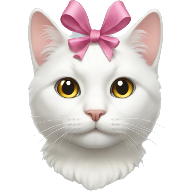 white cat with a bow on head emoji