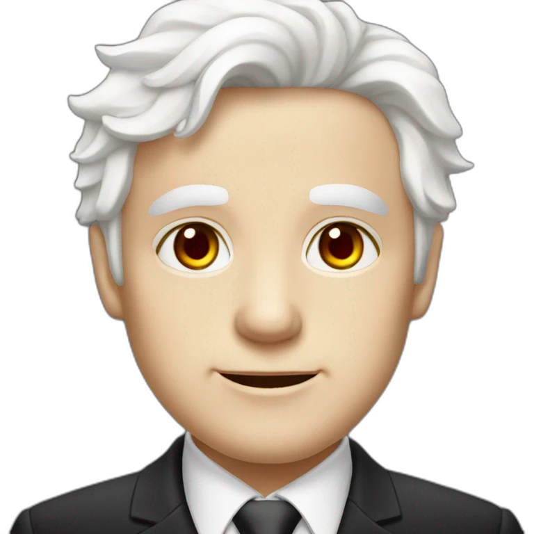senior Boy, red eyes, White elegant hair, pale-skin, dark suit emoji