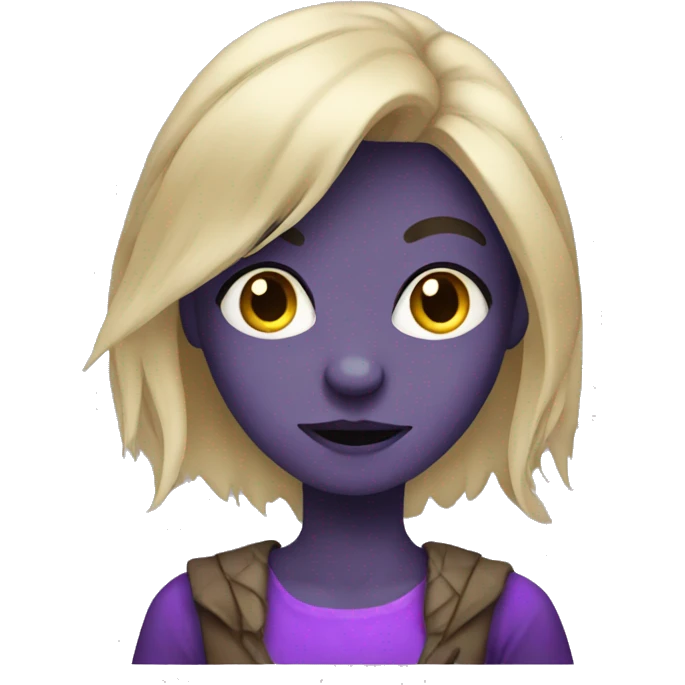 blond werewolf girl wearing purple emoji