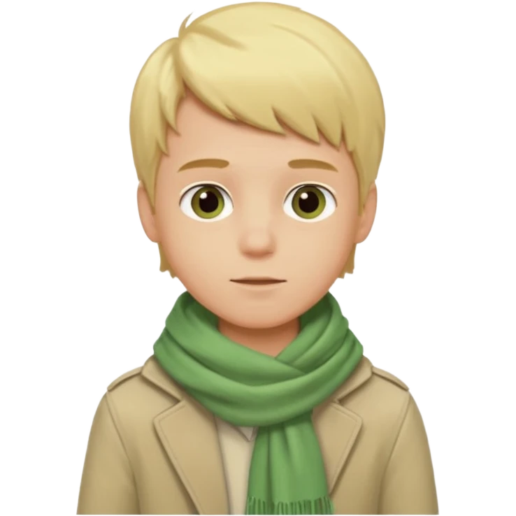 Blonde boy with light green scarf and biege jacket emoji