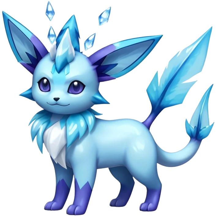 Shiny Cool Glaceon-Vaporeon-Fakemon-hybrid-fusion- full body emoji