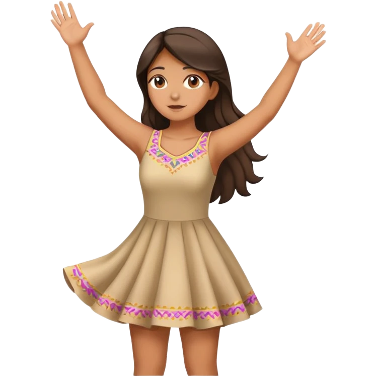 Latina girl back looking away dress hands up emoji