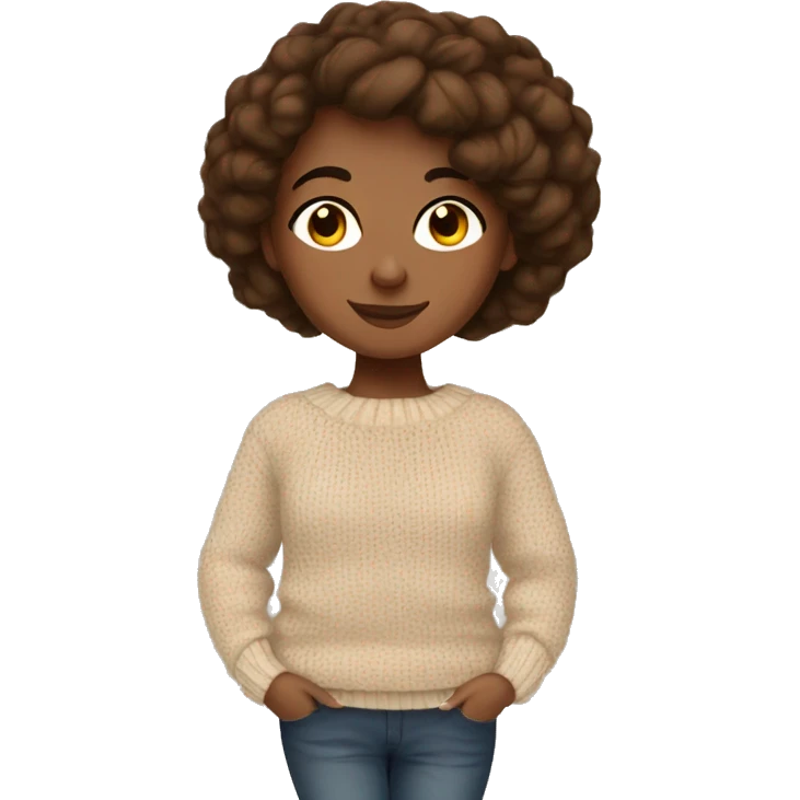 Brunette girl cozy autumn vibe wearing sweater emoji
