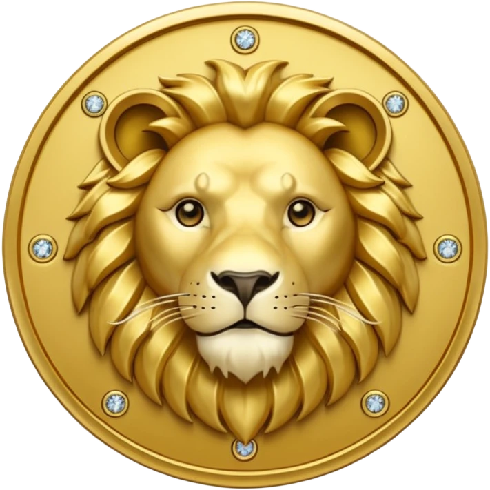 Fais un emoji de pièce d'or ronde avec l'inscription "F" dessus et un lion très détaillé gravé sur la pièce. Le F et le lion doivent être très lisible ainsi que les détails autour de la pièce. Le lion doit être gravé et en 2D il doit pas ressortir, il doit être subtile, le F doit être très visible emoji