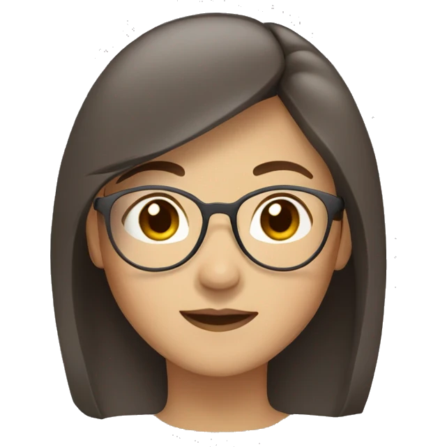 asian woman who wears glass and wink. brown hair and brown eyes. emoji