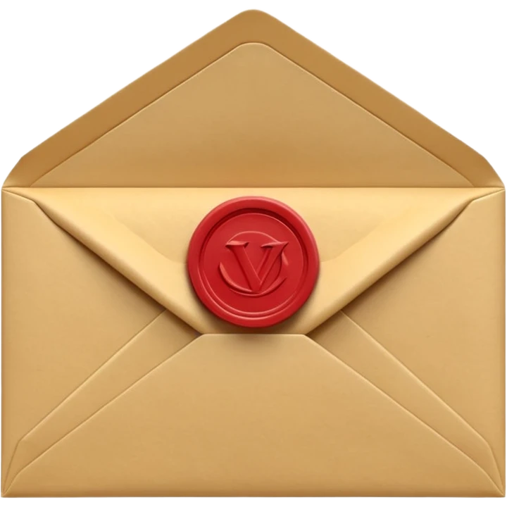 3D render of Envelope with Wax Seal entirely of folded origami paper, sharp creases, cardboard texture, matte finish, visible paper grain, craft aesthetic,emoji style, isolated on white background --v 6.0 emoji