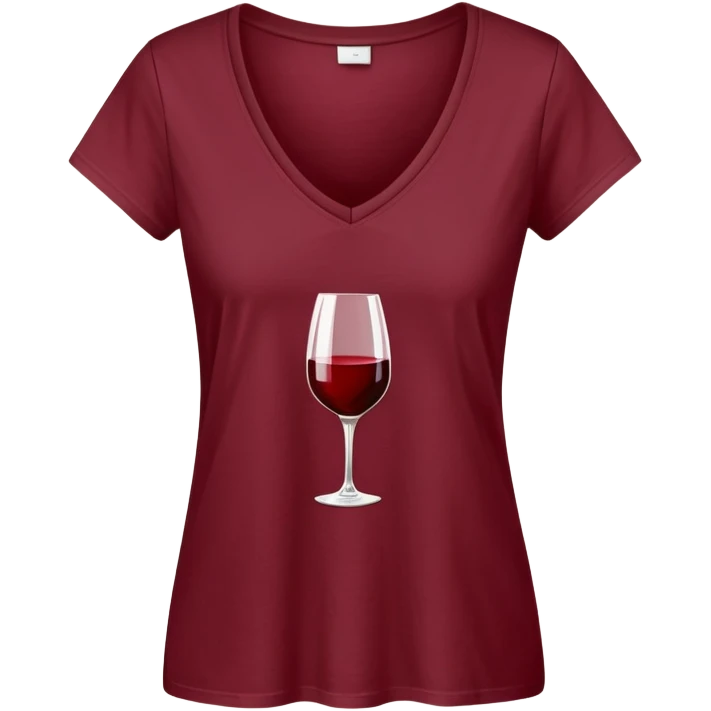 just a wine red cotton V-neck t-shirt, women's style, flat lay, no model, only the clothing item emoji