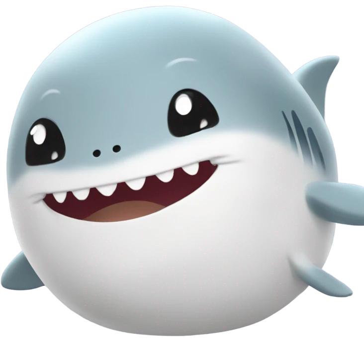 small and cute shark squishmallow, cute smile, gray and spotted emoji