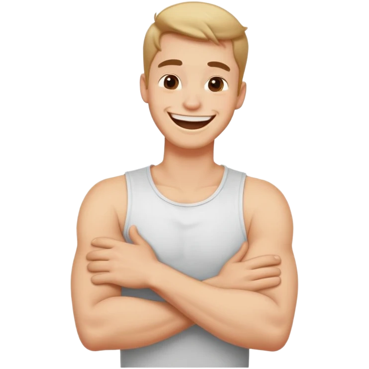 Arms crossed holding neck laughing guy emoji