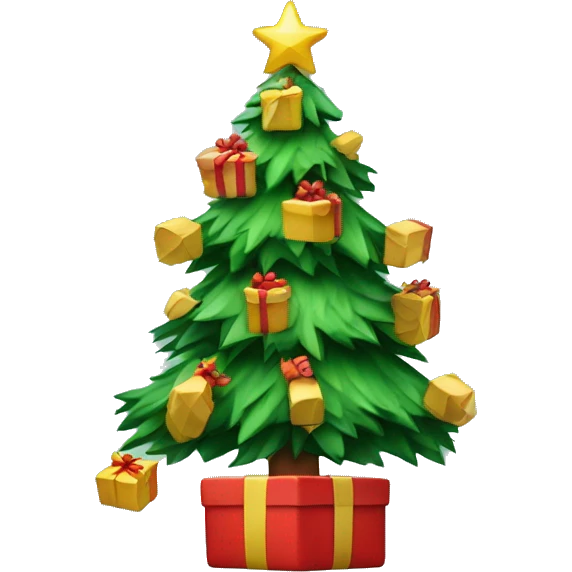 A Christmas tree with presents  emoji