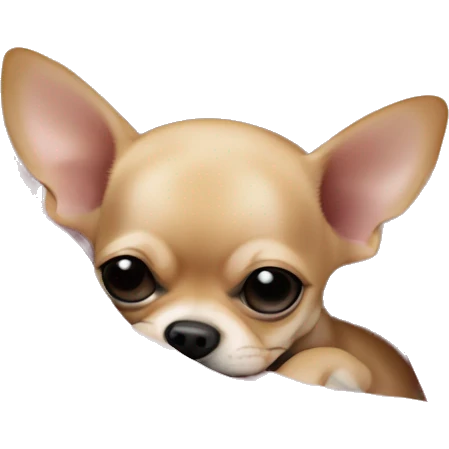 tan chihuahua puppy sleeping with a baby pink blanket  emoji