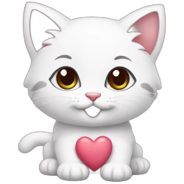 Cute kitten with lots of hearts around it emoji