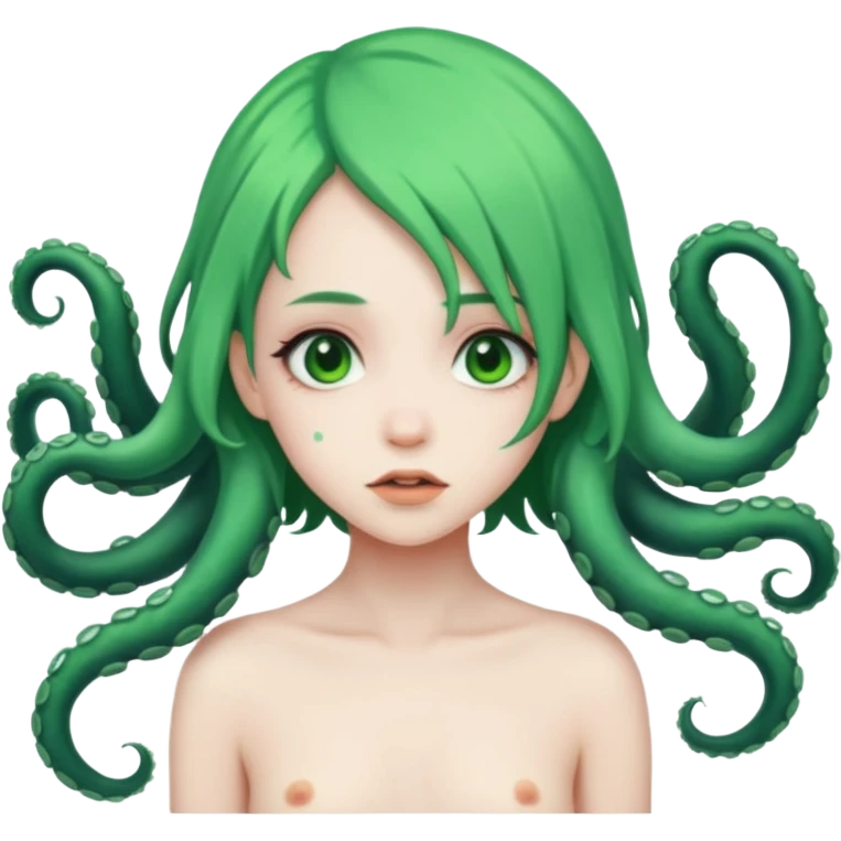 nude girl with green hair double penetrated from tentacles emoji