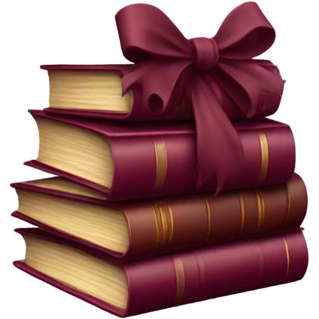 burgundy books stacked up and tied together by a burgundy bow emoji