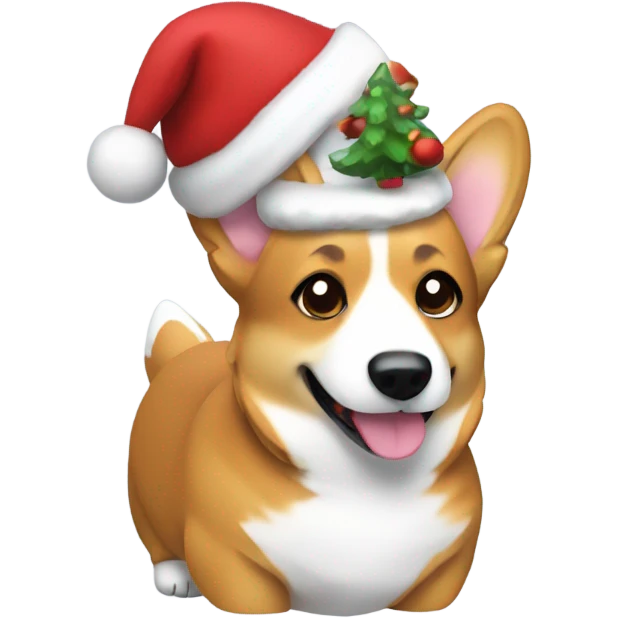Try-color corgi wearing Christmas hat  emoji