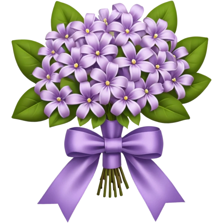 Realistic Lilac bouquet and mauve satin ribbon emoji