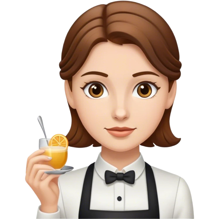 a waiter, white girl, brown hair emoji