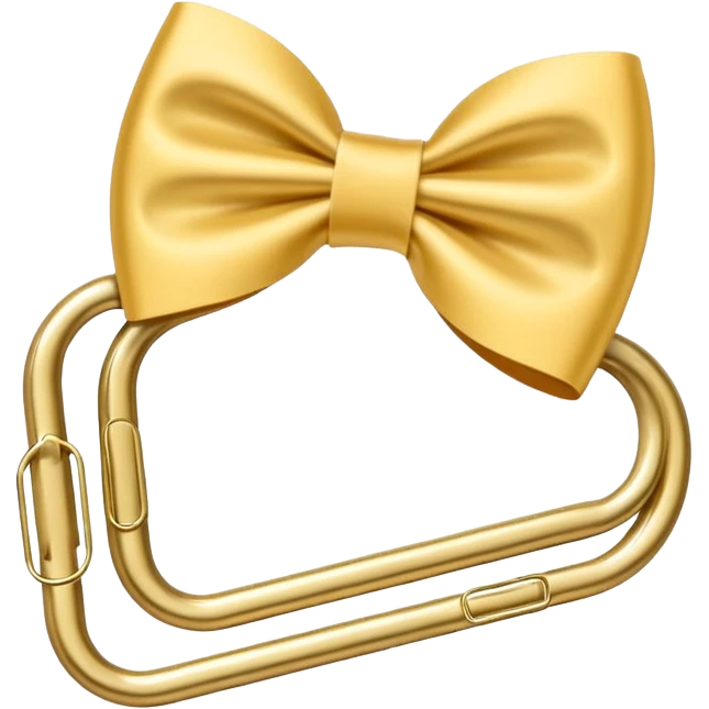 one gold paper clip with a white bow in the middle emoji