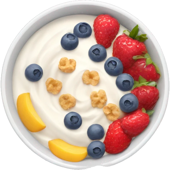 Yogurt bowl with cereal and fruits emoji