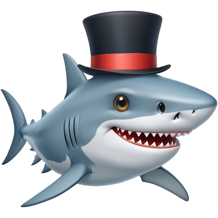 Shark with a top hat emoji