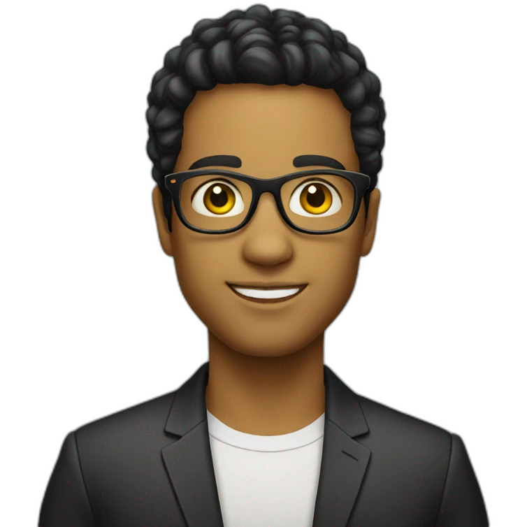 Young WHITE entrepreneur with yellow tinted glasses and combed black hair  emoji