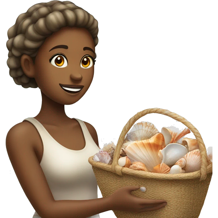 a girl selling seashells on the seashore emoji