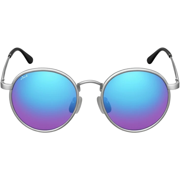 A pair of luxury sunglasses emoji with silver chrome frame, smooth rounded lenses, reflective metallic surface, high-end swag aesthetic, minimal and clean design, iOS emoji style, centered, white background emoji