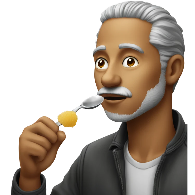 man sniffing sugar off of a spoon  emoji
