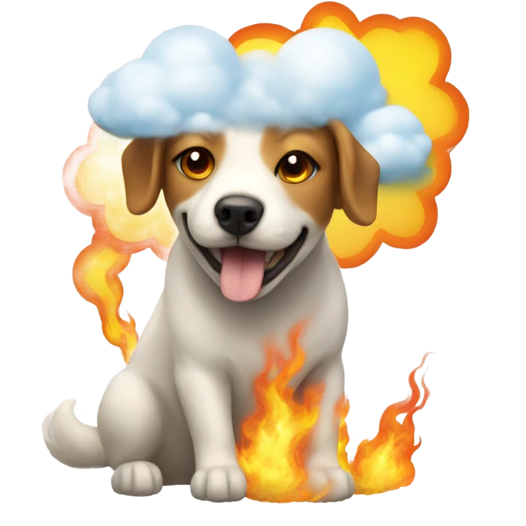 Cloud dog with sun eating fire emoji