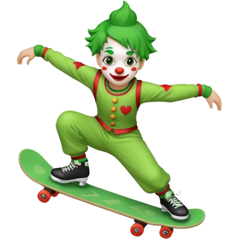 skater clown skating green emoji