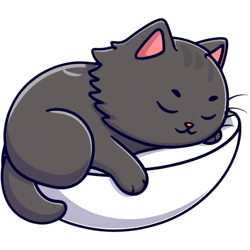 A fluffy cat sleeping in a cozy ball emoji