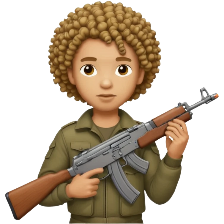 AK47 in hand, light skin male with curly hair and a fade emoji