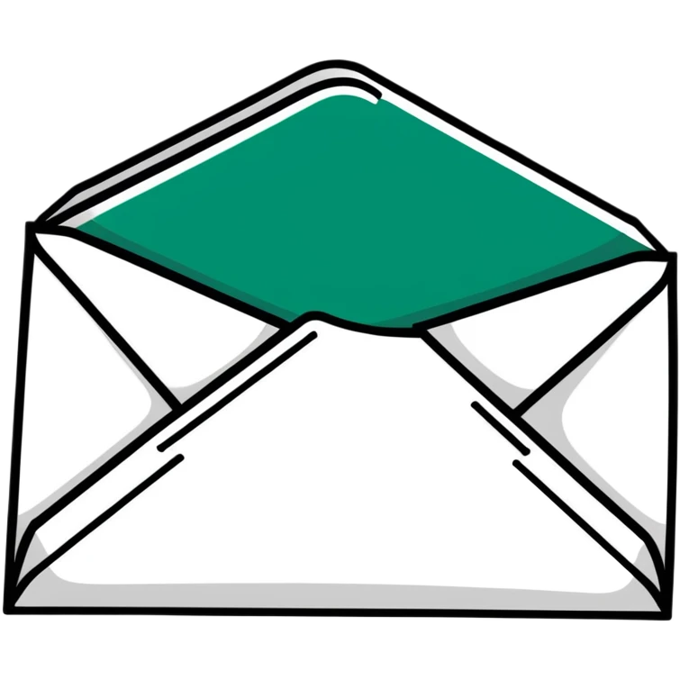 Elegant stylized Maya-inspired message envelope, refined geometric lines, sophisticated minimalist design, dark green on white emoji