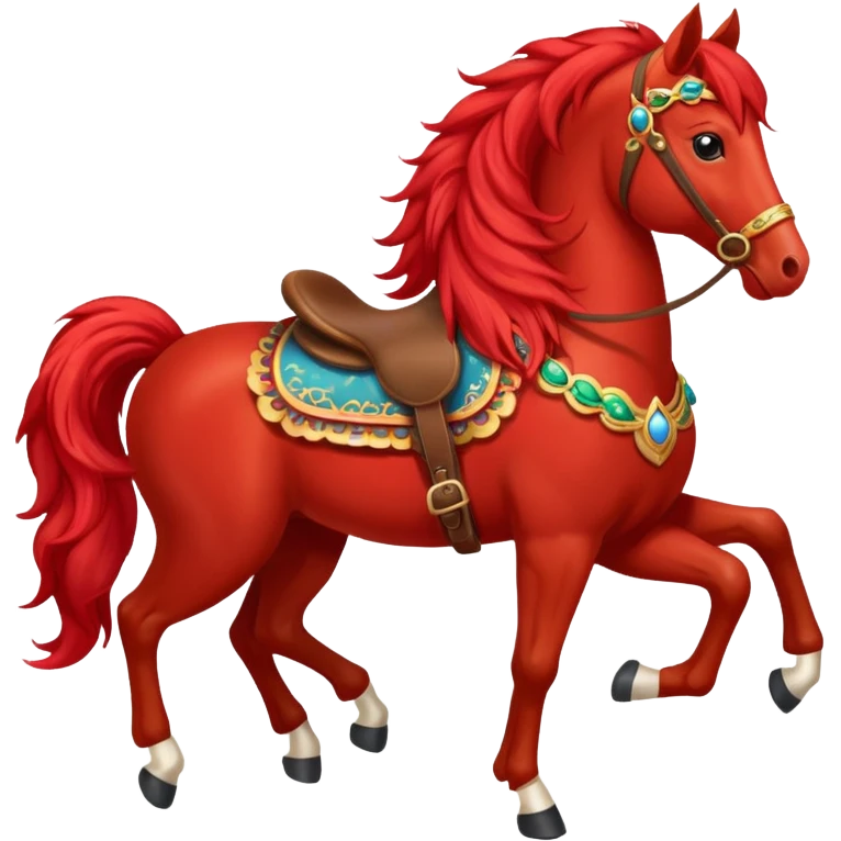 Christmas red horse with a full-length emoji