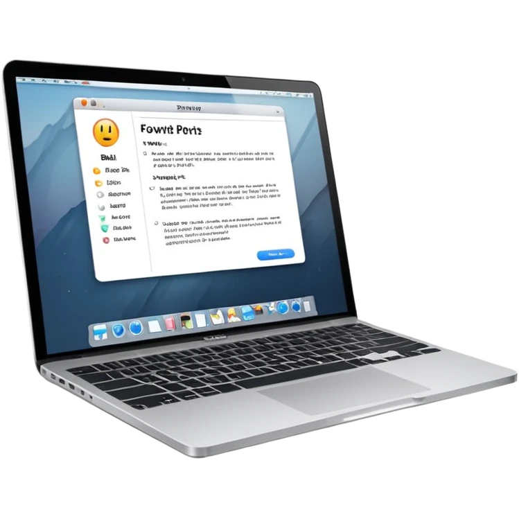 mac laptop with powerpoint page with bullet points  emoji