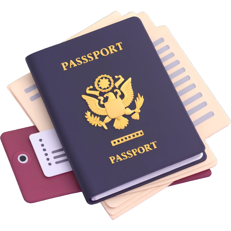 official document folder with passport and papers emoji