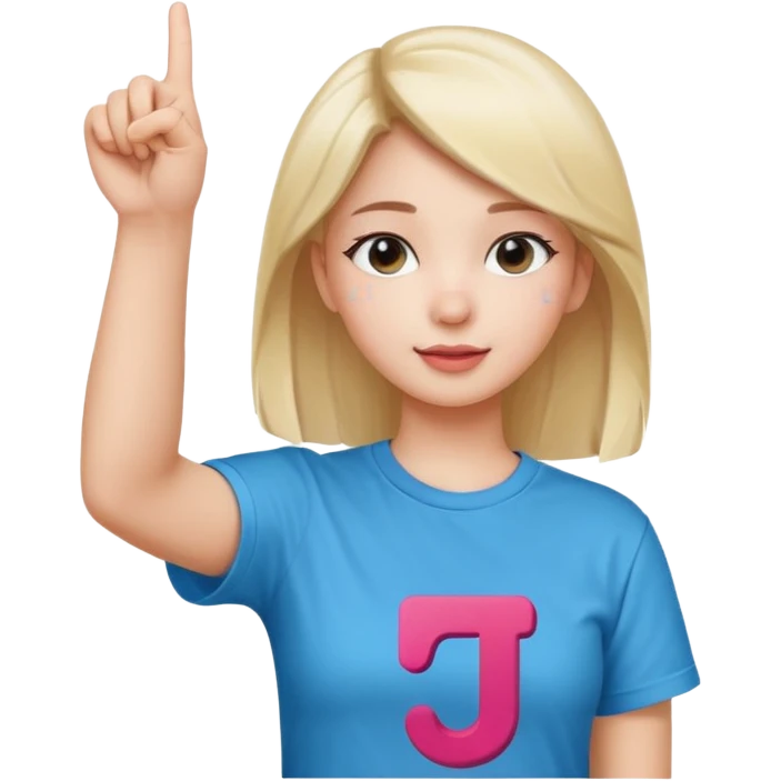Girl with tiktok logo point up with one finger  emoji
