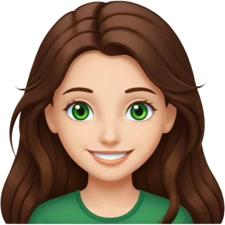 brunnete girl with long hair and lazy green eyes emoji