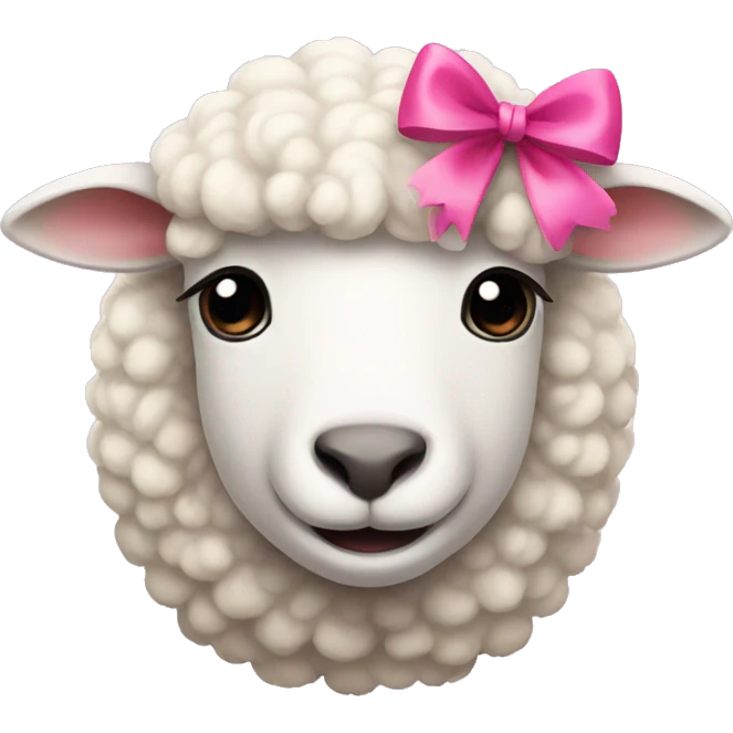 white sheep wearing a pink bow emoji