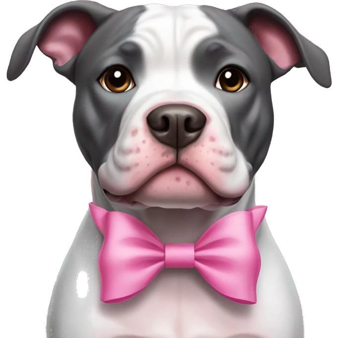 black and white pitbull with a pink bow emoji