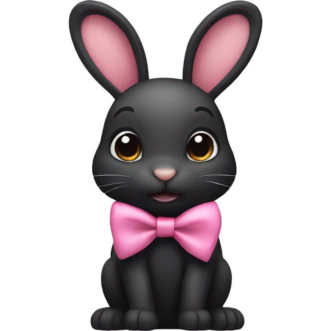 A black rabbit with a pink bow  emoji