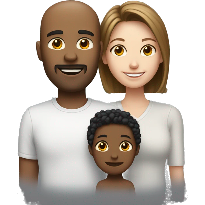 Blended family with white parents, one white daughter, one white son, one black son  emoji