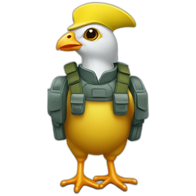Un poussin jaune avec un casque militaire emoji
