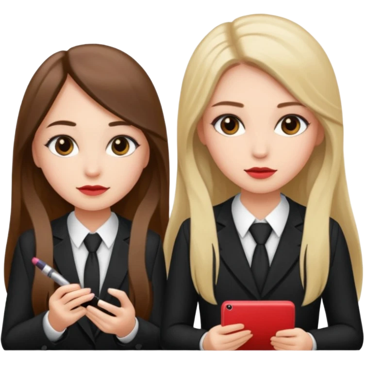 TWO GIRLS DOING PROJECT, PROFESSIONAL AND CUTE , LONG HAIR MAKEUP emoji