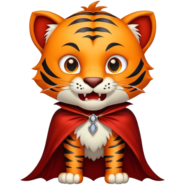 Vampire tiger count dracula with cape and fangs emoji