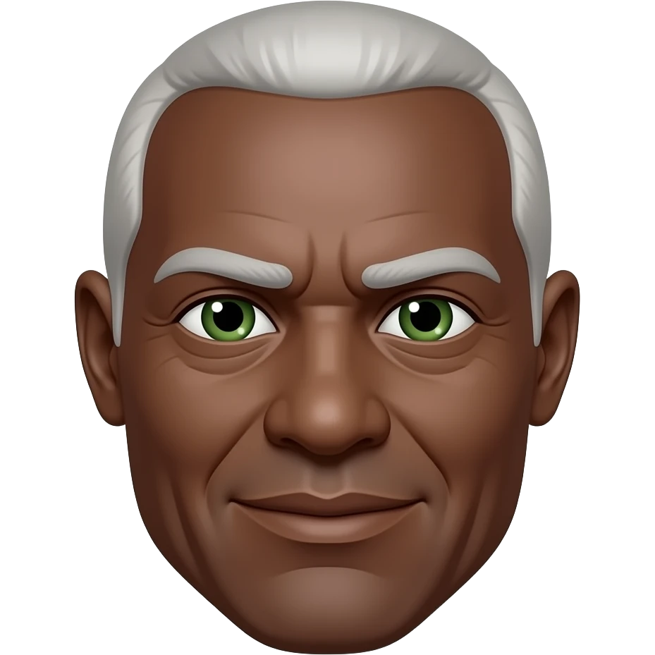 Older,bald,green eyes, go t, dark skinned emoji