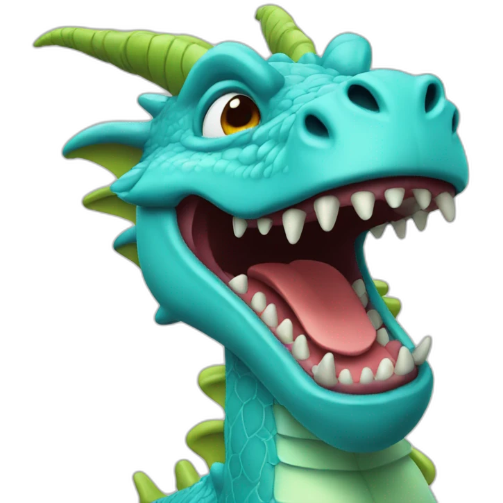 Cyan dragon happy emoji