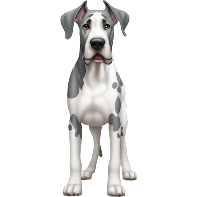 Gray and white harlequin Great Dane standing emoji